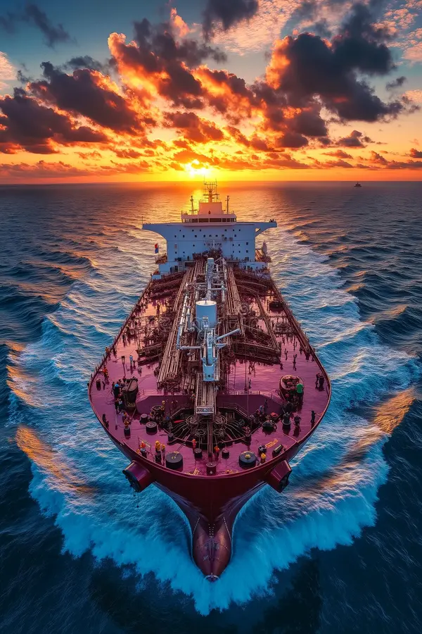 large ship middle ocean sunset red white sailing 344754031(1)